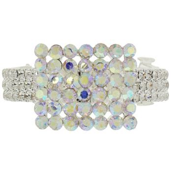 Bijoux Designs - Brilliant White Crystal Hued Buckle Pony Barrette - Silver Hue (1)