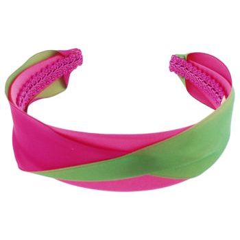 Susan Daniels - Headband - Pink & Green Satin Twist (1)