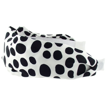 Head Dress - Silk Charmeuse Headband - Black Dots Pattern (1)