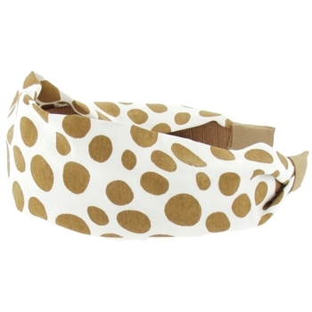 Head Dress - Dupioni Silk Headband - Brown Dots Pattern (1)