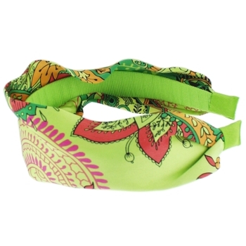 Head Dress - Silk Charmeuse Headband - Pucci Inspired - Lime (1)