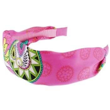 Head Dress - Hermes Inspired Silk Headband - Pink Floral (1)