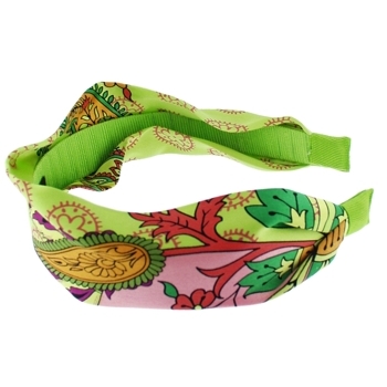 Head Dress - Silk Charmeuse Headband - Pucci Inspired - Lime w/Pink (1)