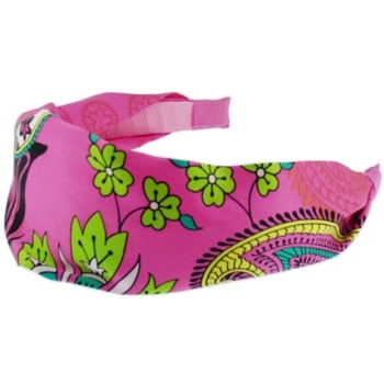 Head Dress - Hermes Inspired Silk Headband - Colorful Pink w/Green (1)