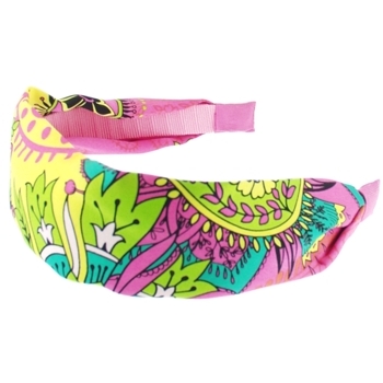 Head Dress - Hermes Inspired Silk Headband - Colorful Pink & Yellow (1)