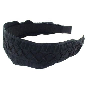 Head Dress - Silk Ribbon Headband - Black (1)