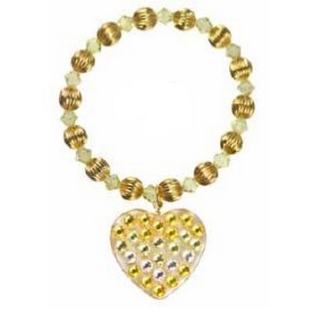 Tarina Tarantino - CocoBanana - Bead and Swarovski Crystal Heart Charm Bracelet