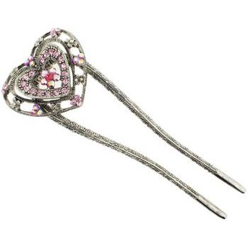 Karen Marie - Double Heart Metal Hairstick - Rose (1)