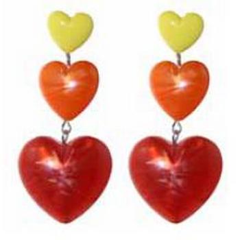 Tarina Tarantino - Kaleidoscope Hearts - Heart Throb - Triple Drop Heart Earrings - Cinnamon