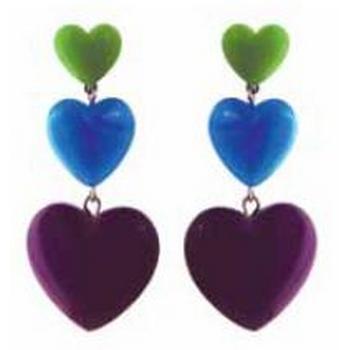 Tarina Tarantino - Kaleidoscope Hearts - Heart Throb - Triple Drop Heart Earrings - Tutti Frutti