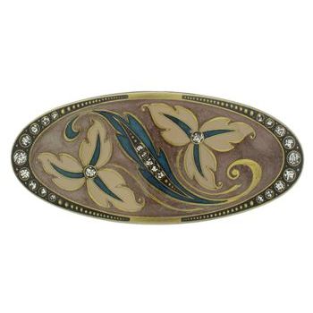 H-n-W- Enamel Oval Double Leaf Barrette (1) - Brown