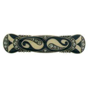 H-n-W- Enamel Short Barrette (1) - Cream/Black