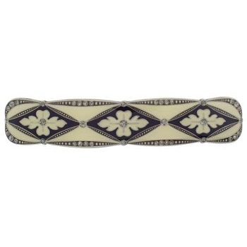 H-n-W- Enamel Geometric Diamond Barrette (1) - Cream/w Black