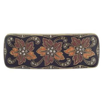 H-n-W- Enamel Rec Flower Barrette (1) - Black/Amber