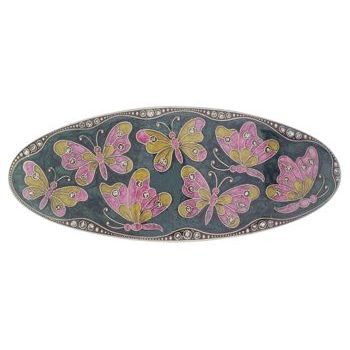 H-n-W- Enamel Large Oval Butterfly Barrette (1) - Green