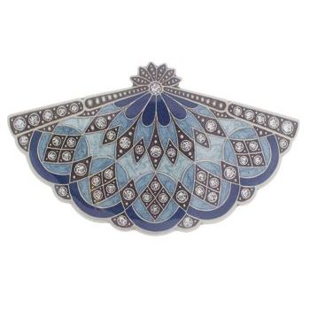 H-n-W- Enamel Fan Barrette (1) - Blue Shades