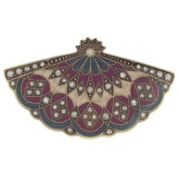 H-n-W- Enamel Fan Barrette (1) - Burgundy/Tan