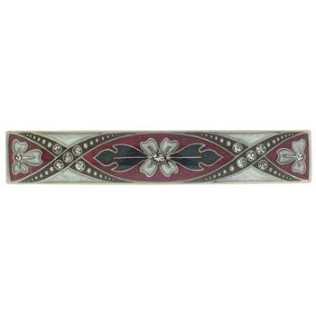H-n-W- Enamel Short Barrette (1) - Silver/Burgundy