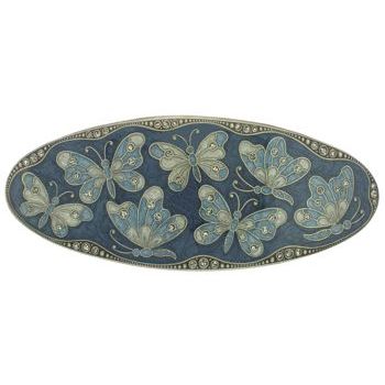 H-n-W- Enamel Large Oval Butterfly Barrette (1) - Blue