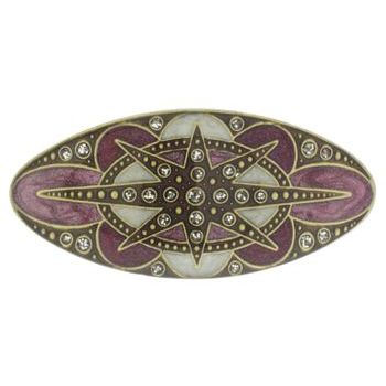H-n-W- Enamel Short Oval Barrette (1) - Starburst - Burgundy