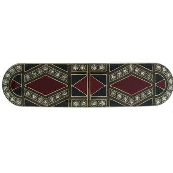 H-n-W- Enamel Long Geometric Barrette (1) - Black w/ Burgundy