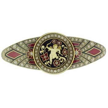 H-n-W- Enamel Cupid Barrette (1) - Merlot/Black