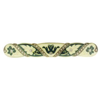 H-n-W- Enamel Leaf Thin Barrette (1) - Green