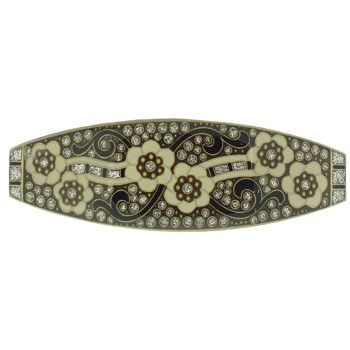 H-n-W- Enamel Flower Barrette (1) - Black