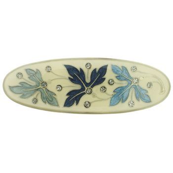 H-n-W- Enamel Oval Leaf Barrette (1) - Blue