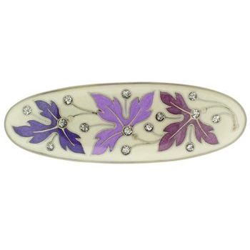 H-n-W- Enamel Oval Leaf Barrette (1) - Purple