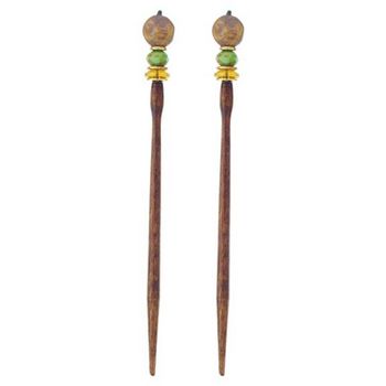 Mei Fa - Hairstyx - Honor - Long Brown Hairsticks - (Set of 2)