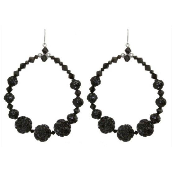 Tarina Tarantino - Iconic Collection - Swarovski Crystal and Carved Rose Hoop Earrings - Licorice Whip
