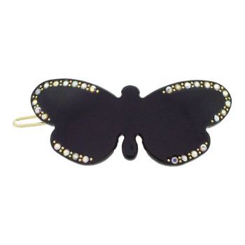 Karen Marie - Crystal Encrusted French Butterfly Barrette - Jet (1)