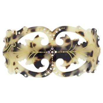 Karen Marie - Crystal Encrusted French Leaf Barrette - Ivory Tokyo (1)