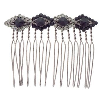 Karen Marie - Diamond Cut Wire Tooth Crystal Comb - Black (1)