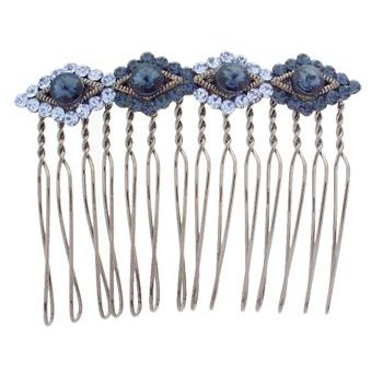 Karen Marie - Diamond Cut Wire Tooth Crystal Comb - Blue (1)