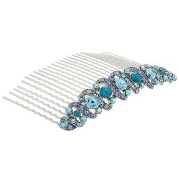 Karen Marie - Crystal Filigree Swirl Comb - Blue (1)