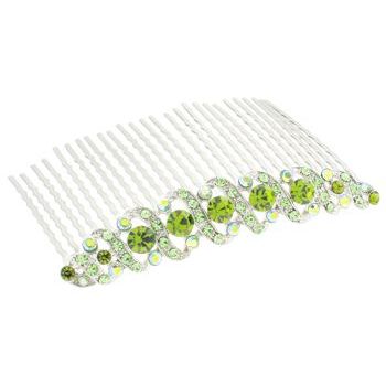 Karen Marie - Crystal Filigree Swirl Comb - Peridot (1)