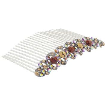 Karen Marie - Crystal Filigree Swirl Comb - Topaz (1)