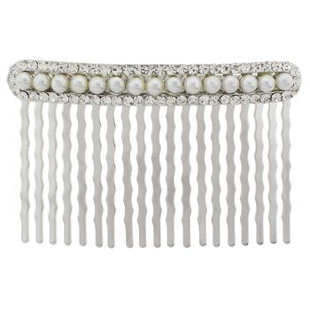 Karen Marie - Bridal Collection - Pearl & Crystal Oval Rec Comb - White (1)