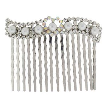 Karen Marie - Bridal Collection - Comb - Pearl Center Heart w/Crystals