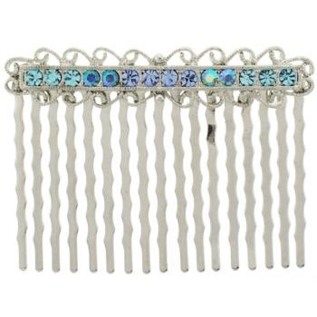 Karen Marie - Antique Crystal Comb - Blue (1)