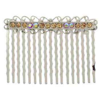 Karen Marie - Antique Crystal Comb - Amber (1)