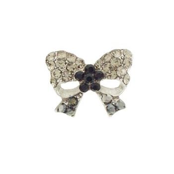 Karen Marie - Floating Crystal Bow Clip - Smoke (1)