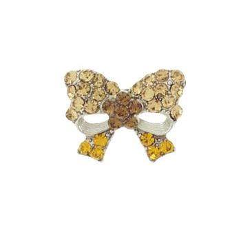 Karen Marie - Floating Crystal Bow Clip - Golden Topaz (1)