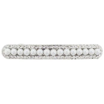 Karen Marie - Bridal Collection - Pearl & Crystal Oval Barrette - White (1)