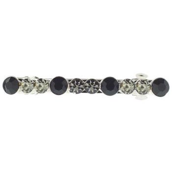 Karen Marie - Medium Straight Crystal Barrette - Black (1)