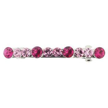 Karen Marie - Medium Straight Crystal Barrette - Pink (1)