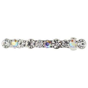 Karen Marie - Medium Straight Crystal Barrette - White Diamond (1)