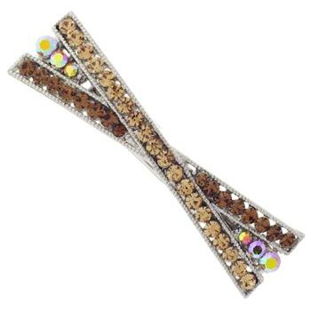 Karen Marie - Criss Cross Crystal Barrette - Amber (1)